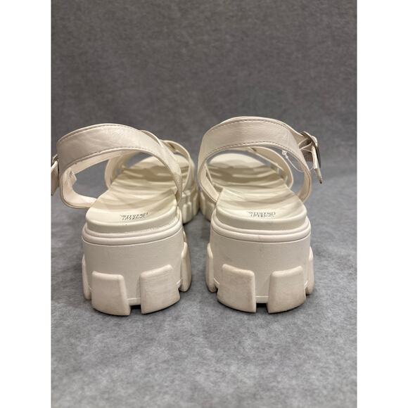 Wild Fable Women Size 11 White Leather Strappy Gladiator Heeled Fisherman Sandal - Picture 4 of 9